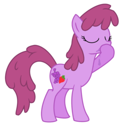 Size: 802x796 | Tagged: safe, artist:shadestepwarrior, berry punch, berryshine, earth pony, pony, call of the cutie, g4, cutie mark, eyes closed, female, food, grapes, mare, simple background, strawberry, transparent background, vector