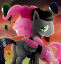 Size: 900x955 | Tagged: safe, artist:kyle23emma, pinkie pie, oc, g4, balloon, crying