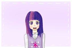 Size: 850x566 | Tagged: safe, artist:sheimii, twilight sparkle, human, g4, female, humanized, solo