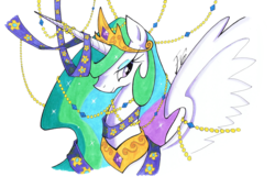 Size: 3600x2314 | Tagged: safe, artist:hallowgazer, princess celestia, pony, g4, female, solo, traditional art