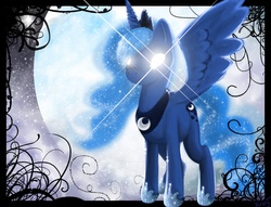 Size: 1068x818 | Tagged: safe, artist:roseytail, princess luna, pony, g4, female, glowing eyes, solo