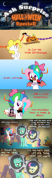 Size: 700x2360 | Tagged: safe, artist:willdrawforfood1, bon bon, lyra heartstrings, surprise, sweetie drops, ask surprise, g1, g4, ask, cher, comic, g1 to g4, gears of war, generation leap, halloween, party, pokémon