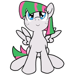 Size: 850x850 | Tagged: safe, artist:shadewingz, blossomforth, pony, g4, cute, female, filly, filly blossomforth, freckles, looking at you, solo, young, younger