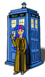 Size: 3700x6300 | Tagged: safe, artist:fahu, twilight sparkle, human, g4, doctor who, female, humanized, solo, tardis