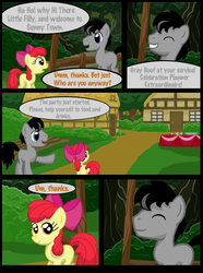 Size: 760x1020 | Tagged: safe, artist:template93, apple bloom, oc, oc:grey hoof, comic:story of the blanks (template93), story of the blanks, g4, comic, sunny town