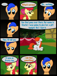 Size: 760x1020 | Tagged: safe, artist:template93, apple bloom, oc, oc:roneo, oc:starlet, comic:story of the blanks (template93), story of the blanks, g4, comic, sunny town