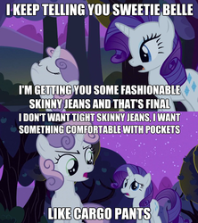 Size: 623x703 | Tagged: safe, edit, edited screencap, screencap, rarity, sweetie belle, g4, caption, image macro