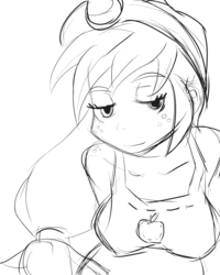 Size: 861x1077 | Tagged: safe, artist:sweethd, applejack, human, g4, humanized, monochrome