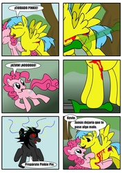 Size: 906x1280 | Tagged: safe, artist:king-shoutmon, pinkie pie, oc, g4, comic, spanish