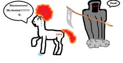 Size: 797x408 | Tagged: safe, oc, oc only, pony, 140k pony, crying, grim reaper, ms paint, scythe, stylistic suck