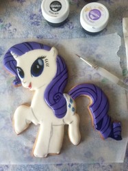 Size: 478x640 | Tagged: safe, rarity, pony, g4, cookie, edible, food, solo