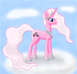 Size: 1360x1300 | Tagged: safe, artist:fahu, pony, unicorn, atheism, female, flying spaghetti monster, invisible pink unicorn, mare, ponified, solo