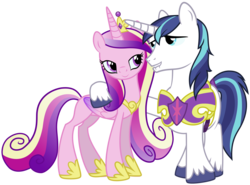 Size: 3000x2225 | Tagged: safe, artist:punchingshark, princess cadance, shining armor, alicorn, pony, unicorn, g4, concave belly, duo, female, male, mare, simple background, slender, stallion, thin, transparent background, vector