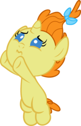 Size: 718x1108 | Tagged: safe, artist:fineprint-mlp, pumpkin cake, pony, g4, baby, baby pony, female, foal, pumpkinbetes, sad, simple background, solo, svg, transparent background, upsies, vector