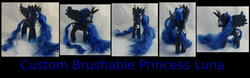 Size: 4000x1252 | Tagged: safe, artist:gryphyn-bloodheart, princess luna, pony, g4, brushable, customized toy, irl, photo, solo, toy