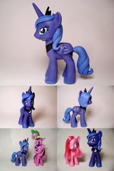 Size: 700x1050 | Tagged: safe, artist:oak23, pinkie pie, princess luna, spike, twilight sparkle, pony, g4, brushable, customized toy, irl, photo, pinkamena diane pie, s1 luna, toy