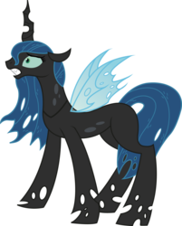 Size: 900x1117 | Tagged: safe, artist:inkrose98, princess luna, changeling, changeling queen, g4, changelingified, female, princess lusalis, simple background, solo, species swap, transparent background