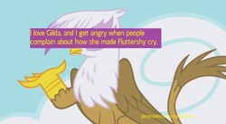 Size: 500x273 | Tagged: safe, gilda, griffon, g4, pony confession