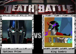 Size: 1404x1001 | Tagged: safe, king sombra, g4, death battle, meme, optimus prime, transformers