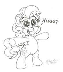 Size: 2876x3299 | Tagged: safe, artist:aleximusprime, pinkie pie, earth pony, pony, g4, color me, cute, diapinkes, female, hug, sketch, solo