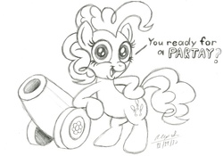 Size: 3725x2607 | Tagged: safe, artist:aleximusprime, pinkie pie, g4, color me, party cannon, sketch