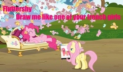 Size: 500x296 | Tagged: safe, fluttershy, pinkie pie, g4, draw me like one of your french girls, meme, titanic