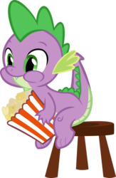 Size: 4920x7544 | Tagged: safe, artist:freak0uo, spike, g4, .svg available, absurd resolution, popcorn, simple background, stool, transparent background, vector