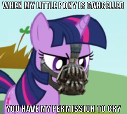 Size: 581x522 | Tagged: safe, twilight sparkle, g4, bane, batman, image macro, parody