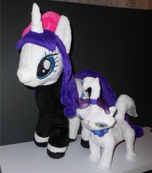 Size: 673x764 | Tagged: safe, artist:sophie scruggs, opalescence, rarity, pony, g4, beatnik rarity, beret, clothes, hat, irl, pet, photo, plushie, solo