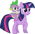 Size: 991x973 | Tagged: safe, artist:superelectrogirl98, spike, twilight sparkle, dragon, pony, unicorn, g4, duo, female, male, mare, simple background, transparent background, unicorn twilight, vector