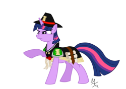 Size: 3507x2480 | Tagged: safe, artist:salahir, twilight sparkle, pony, unicorn, g4, crossover, female, hat, inquisition, inquisitor, mare, purity seal, raised hoof, solo, unicorn twilight, warhammer (game), warhammer 40k