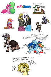 Size: 1770x2643 | Tagged: safe, artist:serenamidori, big macintosh, derpy hooves, doctor whooves, fluttershy, pinkie pie, rainbow dash, rarity, scootaloo, time turner, zecora, earth pony, human, pegasus, pony, zebra, g4, anneli heed, clothes, cookie, cookie monster, cosplay, costume, crossover, dress, female, hijab, humanized, islam, islamashy, male, plushie, ponified, simple background, sonic the hedgehog, sonic the hedgehog (series), white background