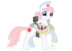 Size: 3507x2480 | Tagged: safe, artist:salahir, nurse redheart, cyborg, earth pony, pony, g4, apothecary, crossover, female, mare, power armor, powered exoskeleton, simple background, solo, space marine, transparent background, warhammer (game), warhammer 40k