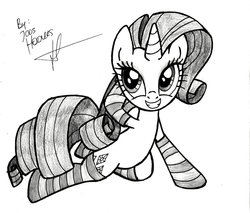 Size: 800x680 | Tagged: safe, artist:jcosneverexisted, rarity, pony, g4, clothes, female, monochrome, socks, solo, striped socks, traditional art