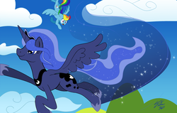 Size: 1200x764 | Tagged: safe, artist:tsitra360, princess luna, rainbow dash, g4