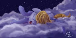 Size: 1000x505 | Tagged: safe, artist:tsitra360, derpy hooves, pegasus, pony, g4, cloud, cloudy, female, mare, sleeping