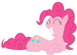 Size: 900x646 | Tagged: safe, artist:ced75, pinkie pie, g4, eyes closed, prone, simple background, smiling