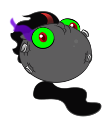 Size: 882x1020 | Tagged: safe, artist:zomgitsalaura, king sombra, balloon pony, pony, g4, air inflation, balloon, floating, inflation, king sombralloon, puffy cheeks, solo, sombralloon, spherical inflation