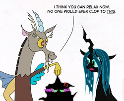 Size: 500x408 | Tagged: safe, artist:el-yeguero, discord, king sombra, queen chrysalis, g4