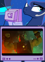 Size: 563x769 | Tagged: safe, princess luna, pony, g4, bane, batman, batman and robin, exploitable meme, meme, photo, tv meme