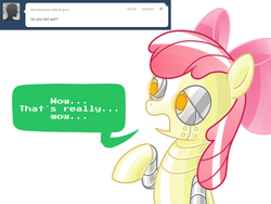 Size: 1024x768 | Tagged: safe, artist:ls820720, apple bloom, pony, robot, robot pony, ask apple bloom bot, g4, ask, tumblr