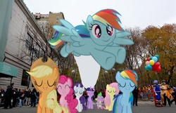 Size: 900x578 | Tagged: safe, applejack, fluttershy, pinkie pie, rainbow dash, rarity, spike, twilight sparkle, g4, balloon, macy's parade, macy's thankgiving day parade, parade, thanksgiving