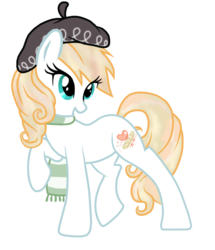 Size: 900x1045 | Tagged: safe, artist:miss-vani, oc, oc only, earth pony, pony, baguette, beret, bread, clothes, female, food, french, mare, scarf