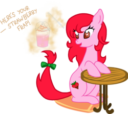 Size: 900x804 | Tagged: safe, artist:miss-vani, oc, oc only, earth pony, pony, frappuccino, strawberry