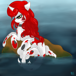 Size: 900x900 | Tagged: safe, artist:miss-vani, oc, oc only, merpony, pony, unicorn, necklace, water