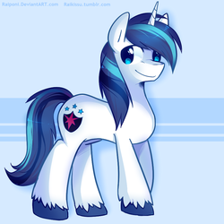 Size: 800x800 | Tagged: safe, artist:pekou, shining armor, pony, unicorn, g4, cloven hooves, male, smiling, solo, stallion