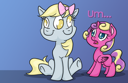 Size: 1114x728 | Tagged: safe, artist:srsishere, derpy hooves, princess skyla, alicorn, pony, g4, ask-multi-faced-derpy, multi-faced derpy, starry eyes, wingding eyes