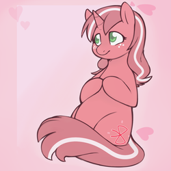 Size: 1000x1000 | Tagged: safe, artist:redintravenous, oc, oc only, oc:red ribbon, pony, unicorn, chubby, cute, female, mare