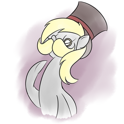 Size: 600x600 | Tagged: safe, artist:perrydotto, derpy hooves, pegasus, pony, g4, female, hat, mare, monocle, moustache, top hat