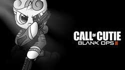 Size: 1920x1080 | Tagged: safe, artist:scramjet747, sweetie belle, g4, call of duty, gun, monochrome